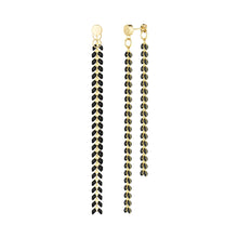 Load image into Gallery viewer, Elegante Black Chevron Dangle Earrings