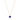 A blue enameled heart charm necklace on a gold-filled chain with a magnetic clasp.
