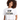 A woman with curly hair wearing a white crop style T-shirt with the text 'STOP TEXTING YOUR EX' in bold letters and 'TEXT YOUR THERAPIST' in smaller text.