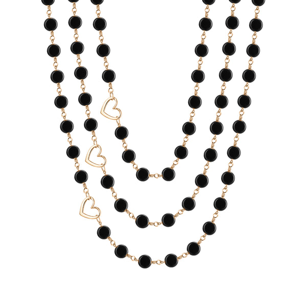 Socialite Glass Bead Necklace | 3-Layer Beaded Statement Necklace