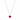 Silver Radiant Heart Red Pendant Necklace