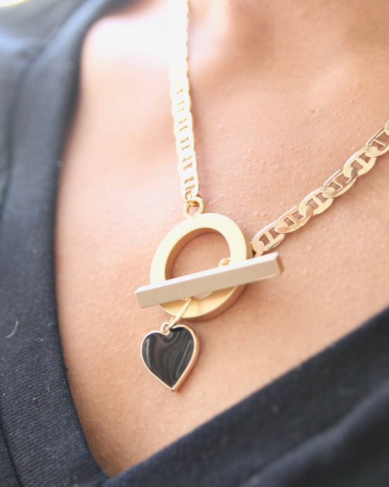 Gold Crush Black Charm Necklace