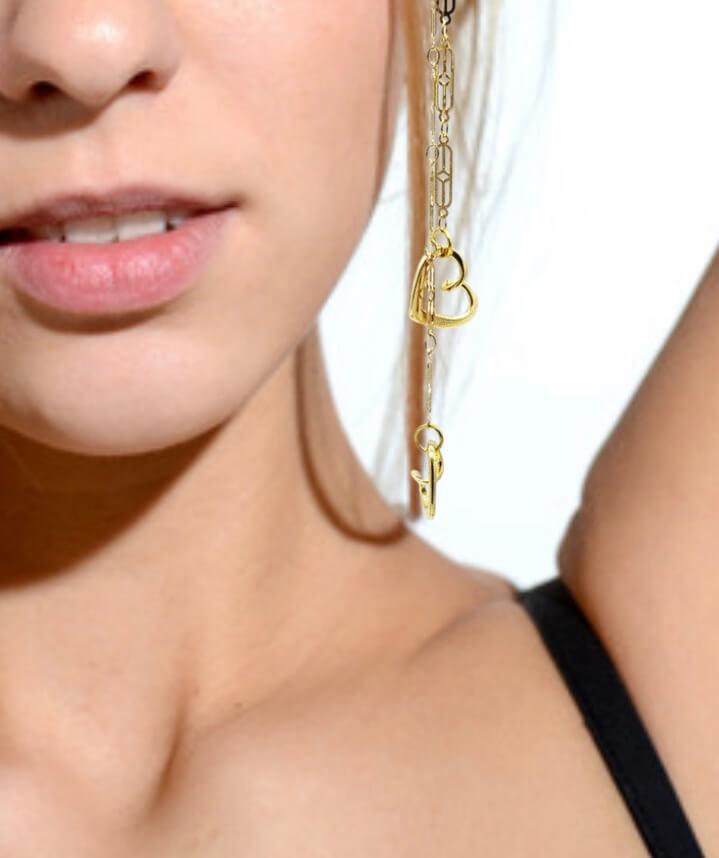Con Amor Gold Dangle Earrings