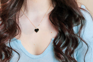 Single Hearted Girl - Black Heart Charm Gold Filled Necklace