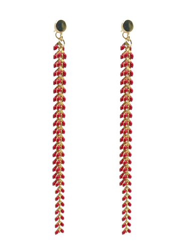 Elegante Red Chevron Dangle Earrings